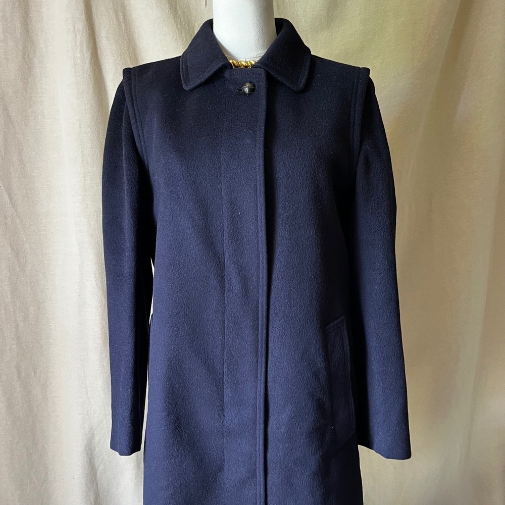 Vintage Salko Austrian Loden Wool Alpaca Coat Zip Out Lining Navy Blue Women's 8 - Picture 4 of 9